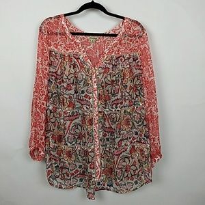 Lucky Brand boho peasant blouse M